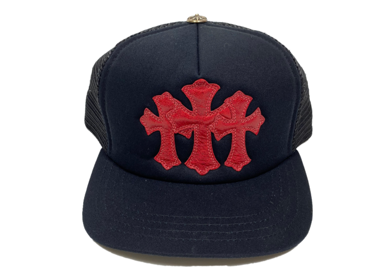 Chrome Hearts Cemetery Trucker Hat – Black-Red – hat front view