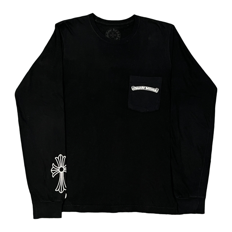 Authentic Chrome Hearts Chrome Hearts Cross Logo Long Sleeve T-Shirt – front view