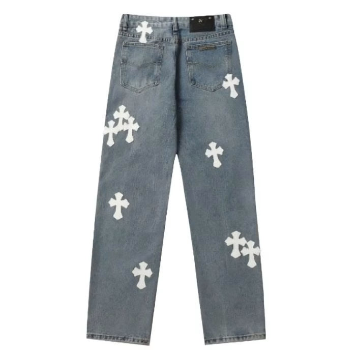 Authentic Chrome Hearts Chrome Hearts Crucifix Cross Patch Jeans – front view