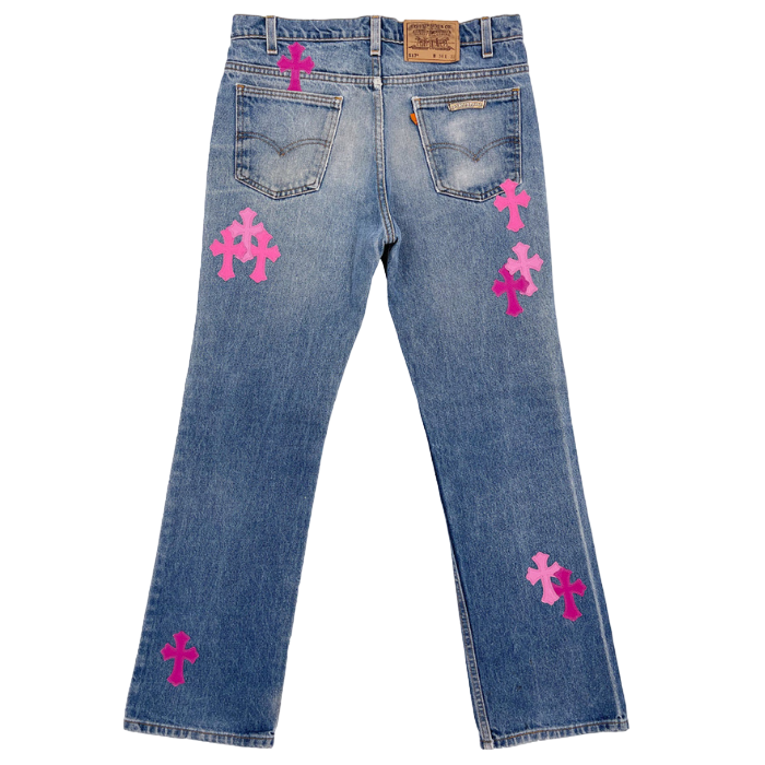 Authentic Chrome Hearts Chrome Hearts Denim Pink Women’s Jeans – front view