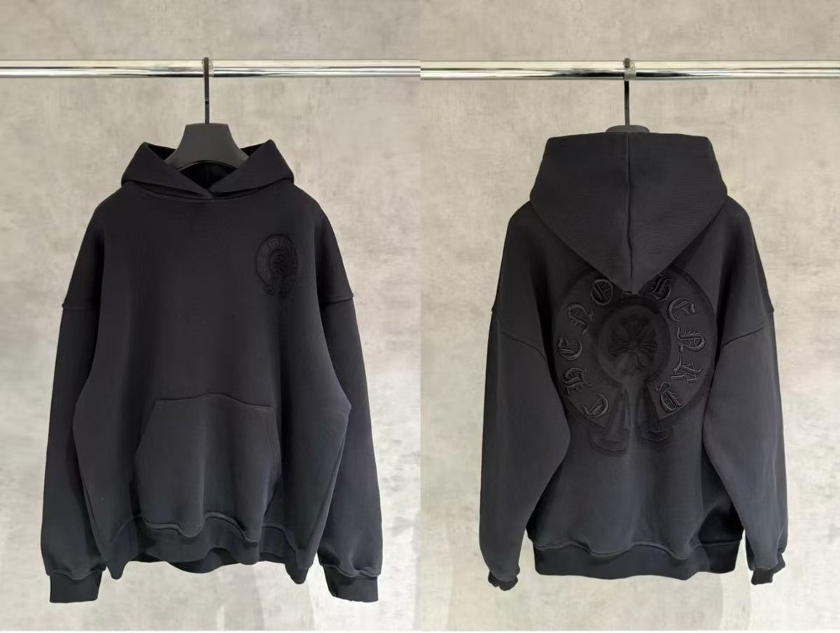 Chrome Hearts Embroidery Black Hoodie – hoodie front view