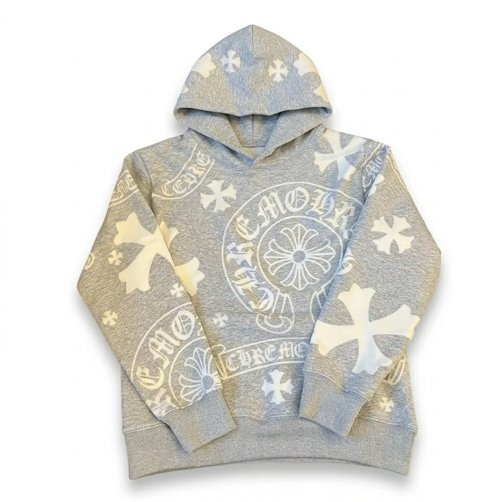 Chrome Hearts Embroidery Gray Hoodie – hoodie front view