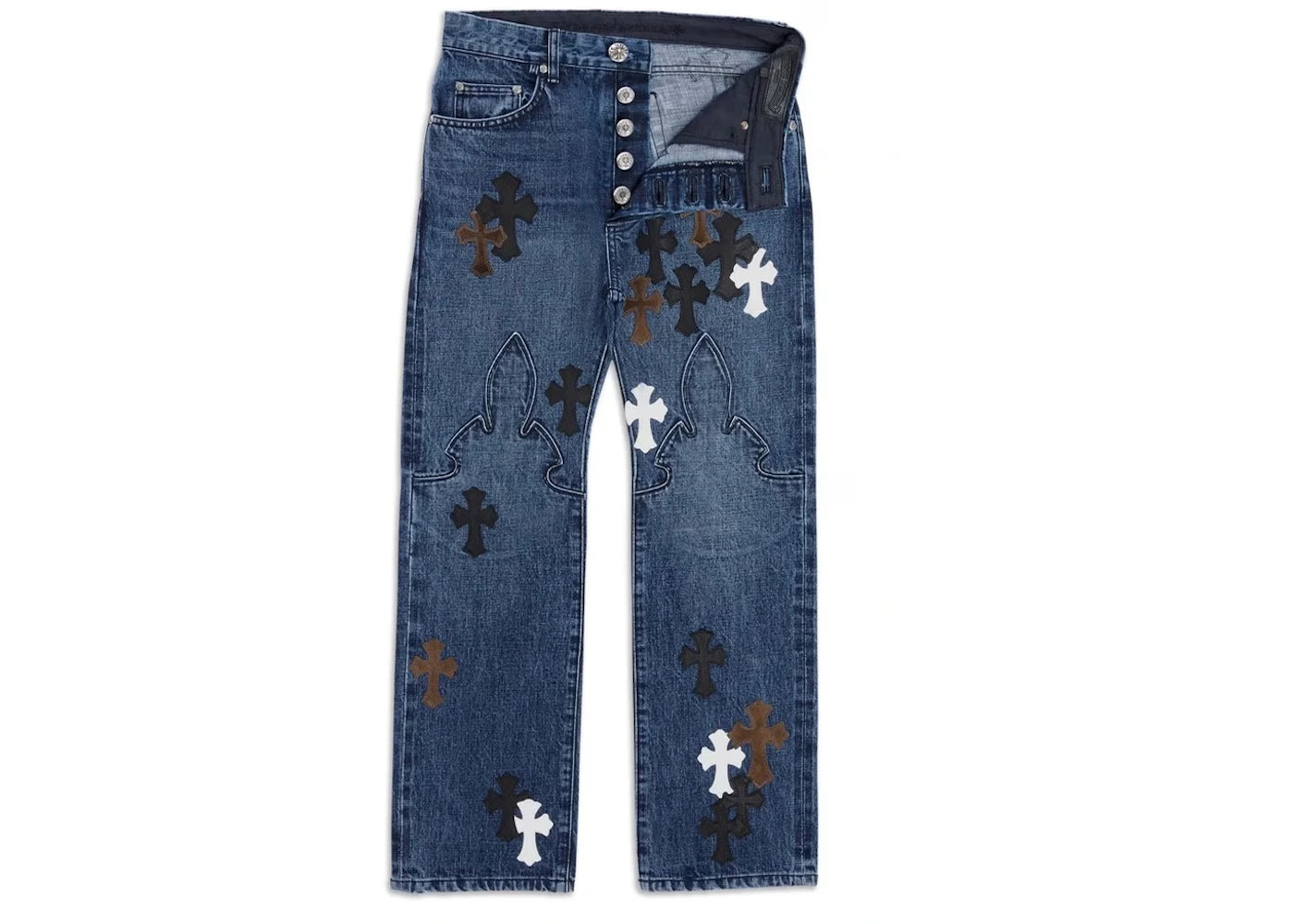 Authentic Chrome Hearts Lemandik Straight Leg Jeans Cross Patch – front view