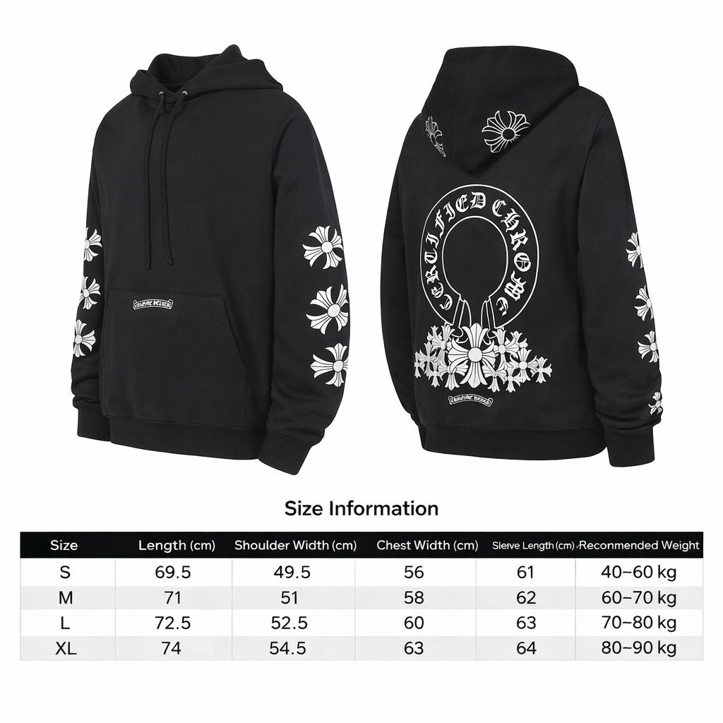 Chrome Hearts Floral Logo Zip Up Hoodie Black Size Large – hoodie front view