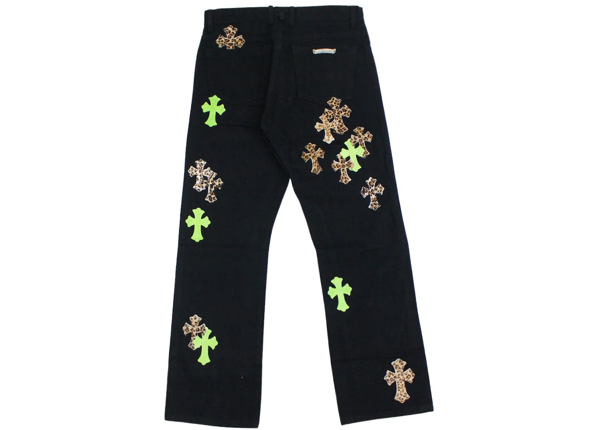 Authentic Chrome Hearts CH Leather Patches Jeans – front view