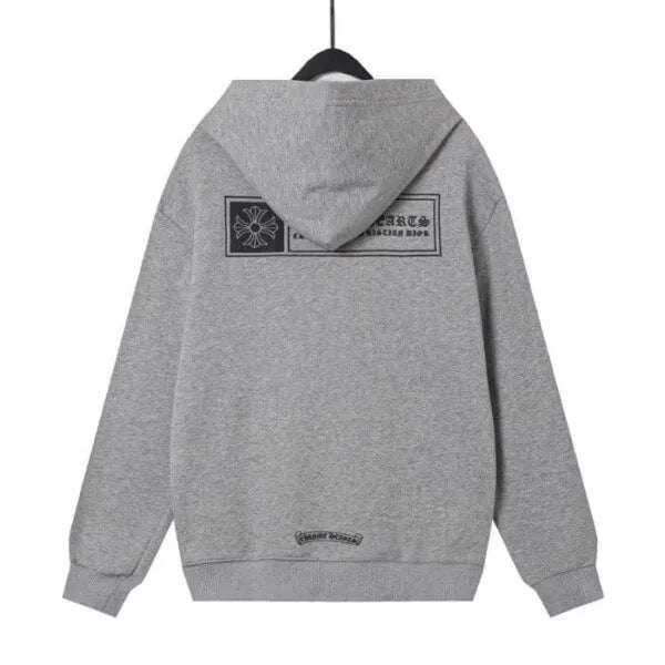 Authentic Chrome Hearts Chrome Hearts Grey Cross Floral Zip-up Hoodie – front view