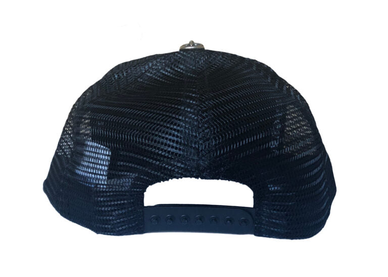 Authentic Chrome Hearts Chrome Hearts Hollywood Corduroy Trucker Hat – Black-Gold – front view