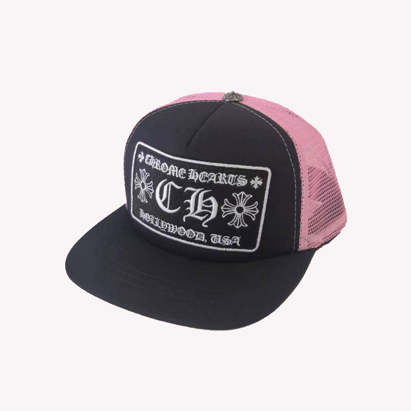 Chrome Hearts Hollywood USA Black Pink Hat – hat front view