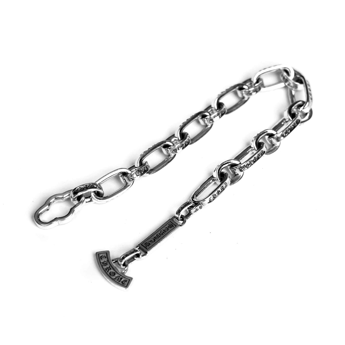 Authentic Chrome Hearts Chrome Hearts Inscribed Logo Chain Bracelet – front view