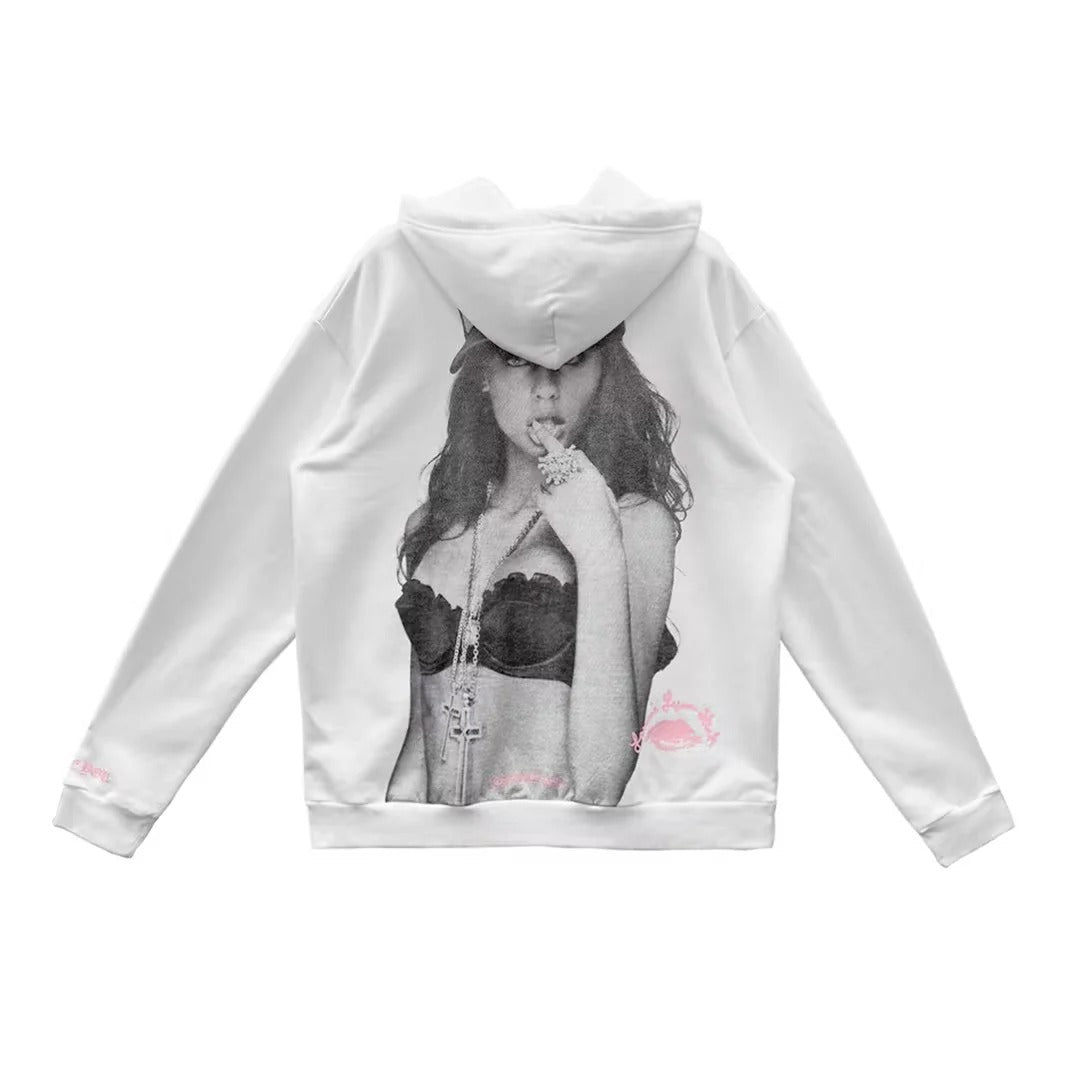 Chrome Hearts Laurie Lynn Stark Love You Portrait Pink Letter Hoodie – hoodie front view