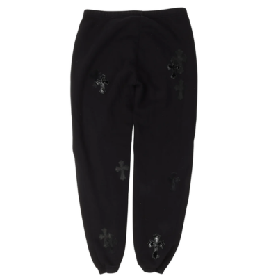 Authentic Chrome Hearts Chrome Hearts Leather Cross Patch Sweatpants – front view