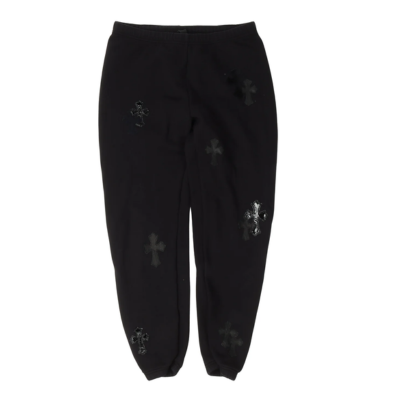 Chrome Hearts Leather Cross Patch Sweatpants – pants front view
