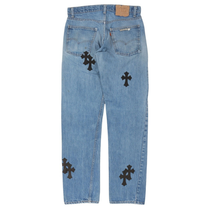 Chrome Hearts Levi’s Cross Patch Jeans Blue – pants detail close-up