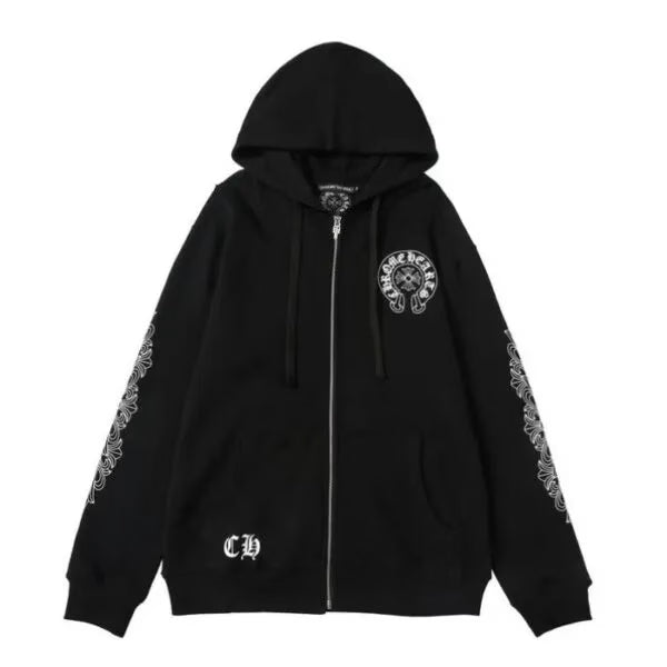Authentic Chrome Hearts Chrome Hearts Los Angeles Zip-up Hoodie Black – front view