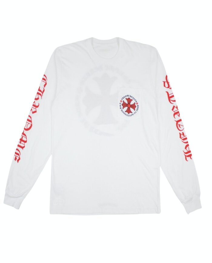 Authentic Chrome Hearts Chrome Hearts Made in Hollywood Plus Cross Long Sleeve White – front view
