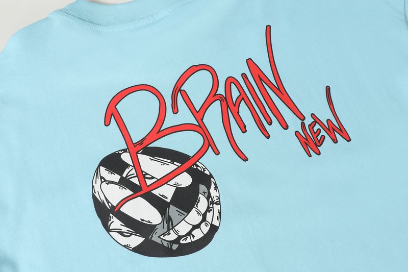 Authentic Chrome Hearts Chrome Hearts Matty Boy ‘Brain New’ T-Shirt – Light Blue – front view