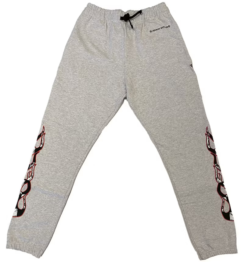 Authentic Chrome Hearts Chrome Hearts Matty Boy Brain Sweatpants Heather Grey – front view