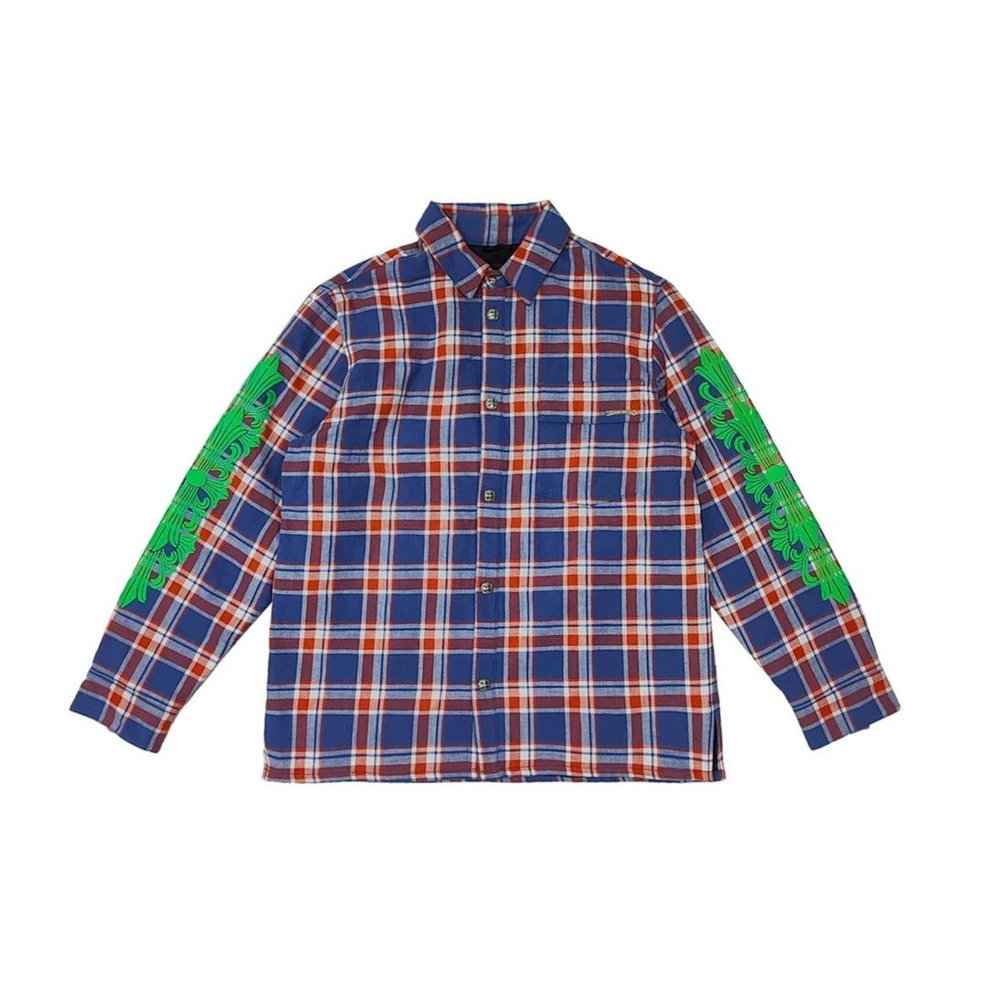 Authentic Chrome Hearts Chrome Hearts Matty Boy Link Plaid Flannel Shirt – front view