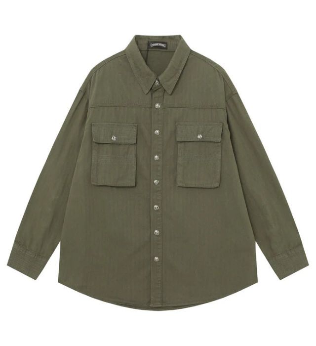 Authentic Chrome Hearts Chrome Hearts Multi Pocket Long Sleeve Shirt – front view