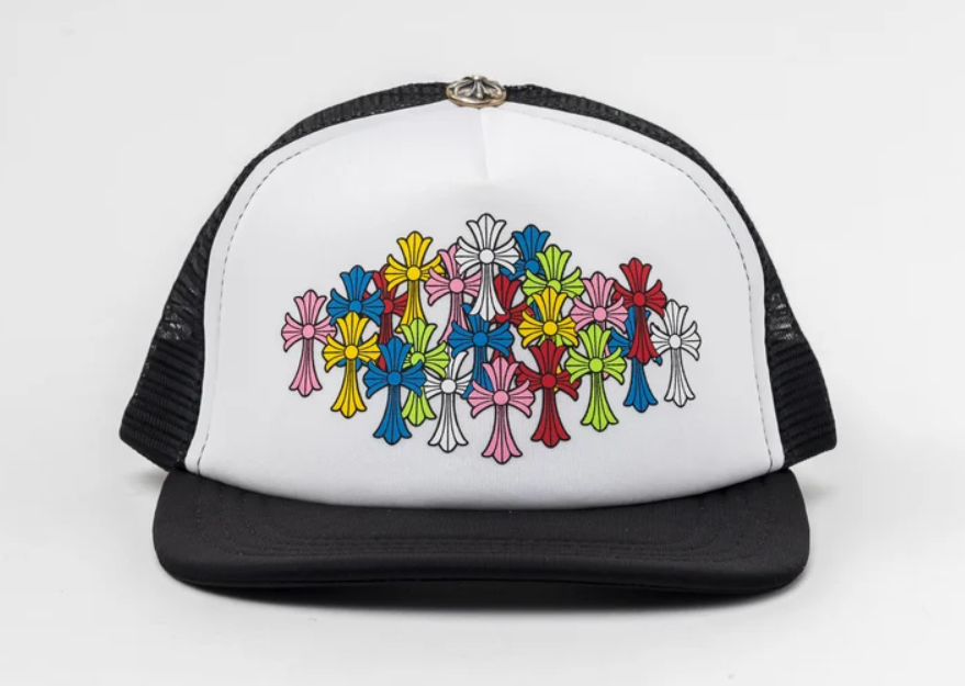 Authentic Chrome Hearts Chrome Hearts Multicolor Cemetery Cross Trucker Hat – front view