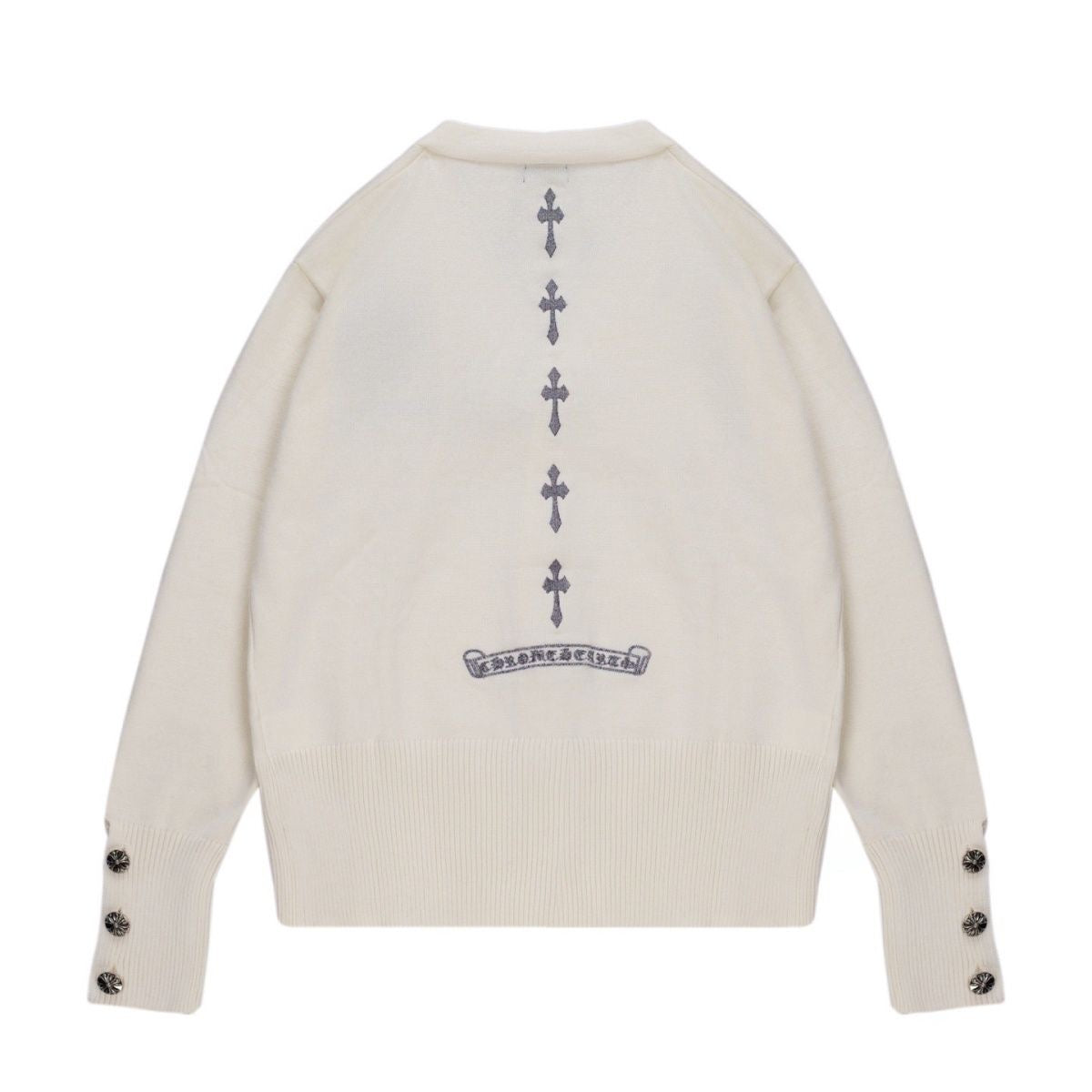 Chrome Hearts Multiple Cross Logo Cardigan Beige – hoodie detail close-up
