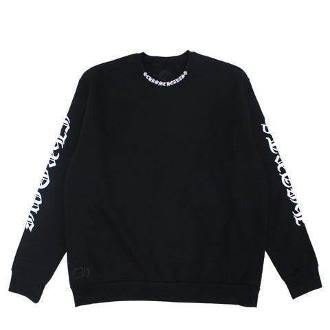 Chrome Hearts Neck Slogan Crewneck – Black – hoodie front view