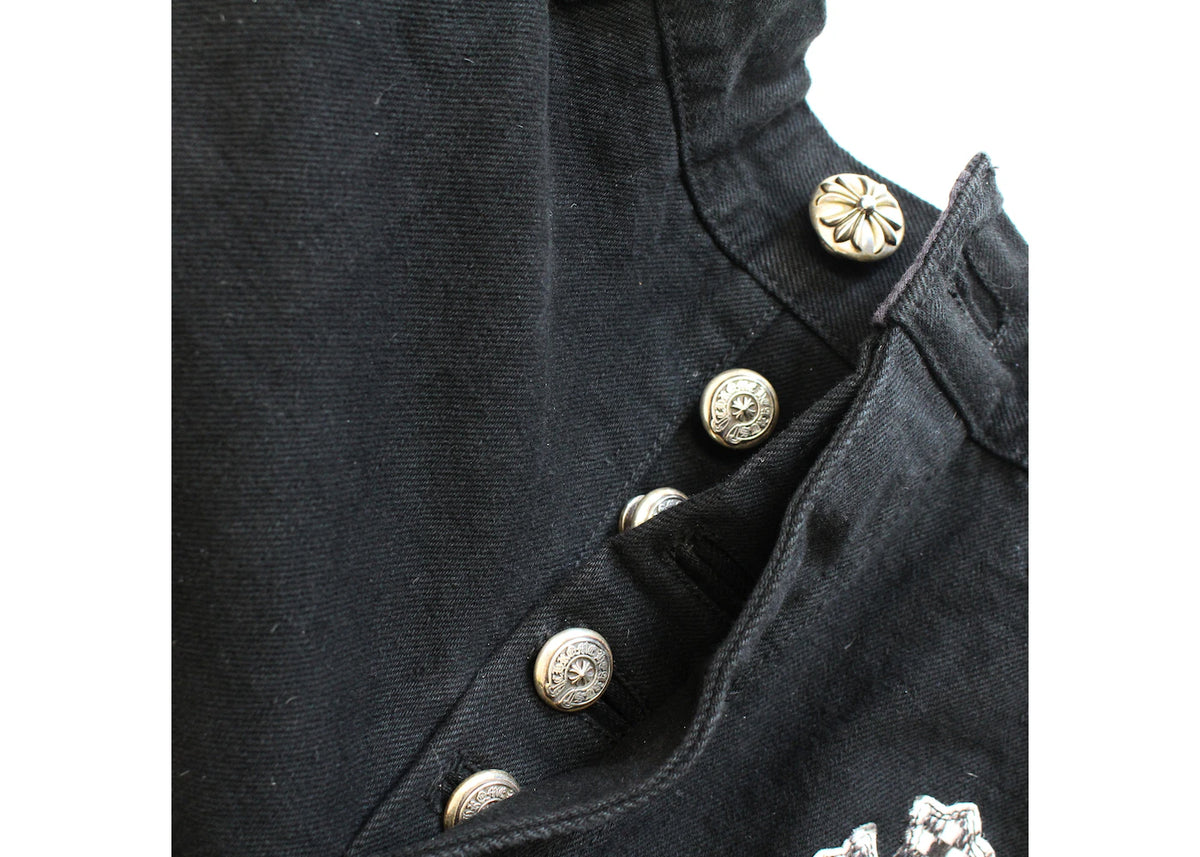 Authentic Chrome Hearts Chrome Hearts Pink & Checkered Cross Patch Fleurknee Jeans – front view