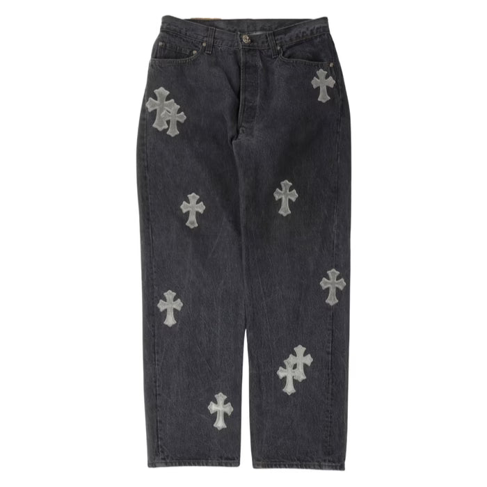 Authentic Chrome Hearts Chrome Hearts Pony Hair Cross Patch Jeans – front view