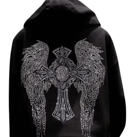 Authentic Chrome Hearts Chrome Hearts Rhinestone Hoodie – front view