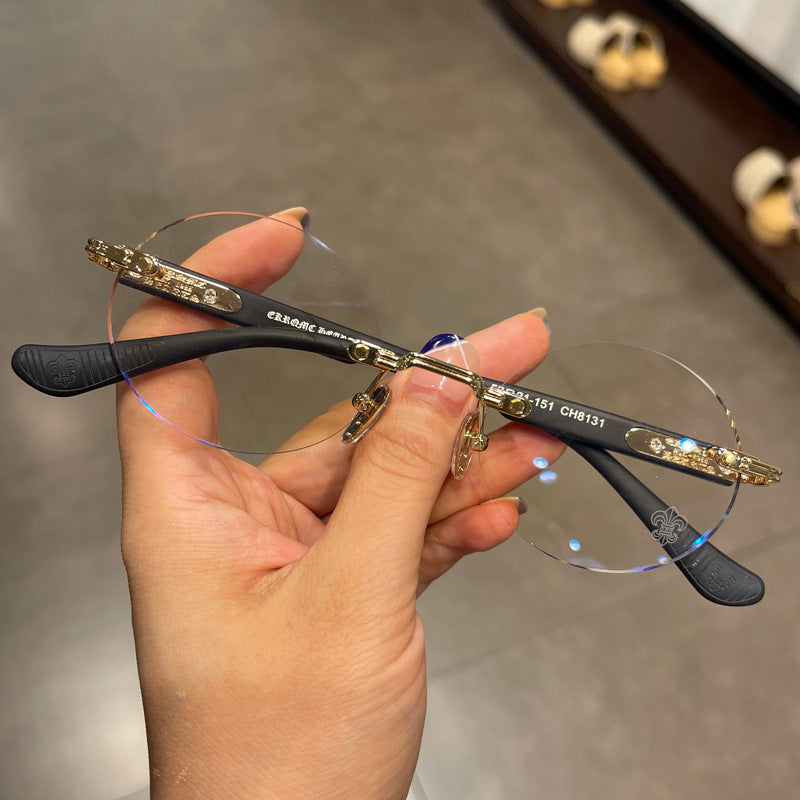 Chrome Hearts Rimeless Black Glasses – sunglasses front view