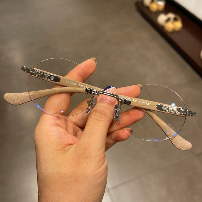 Chrome Hearts Rimeless Lite Brown Glasses – sunglasses front view