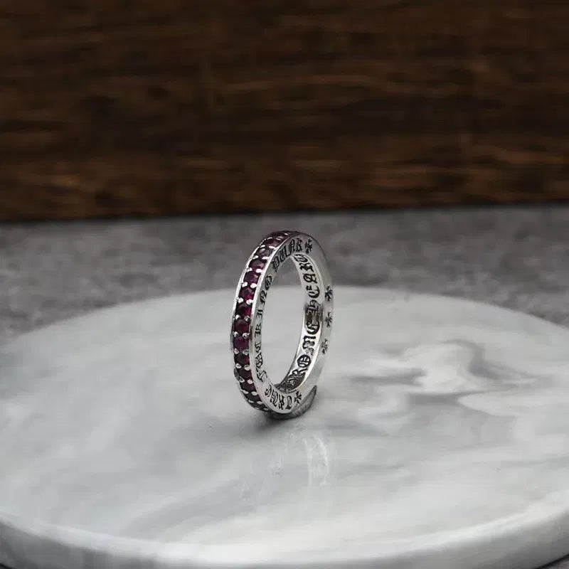 Chrome Hearts Ruby Eternity Band Ring – ring front view