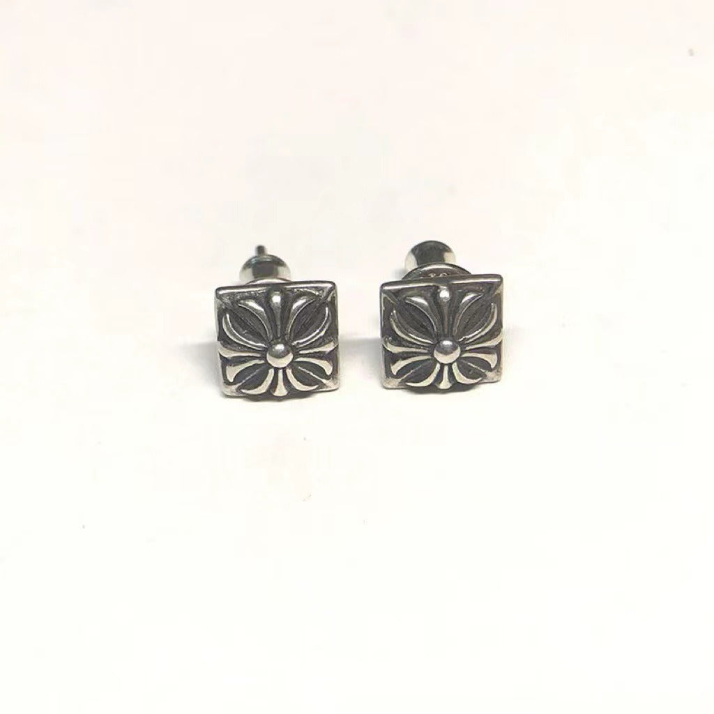 Chrome Hearts Square Cross Earrings – earrings front view