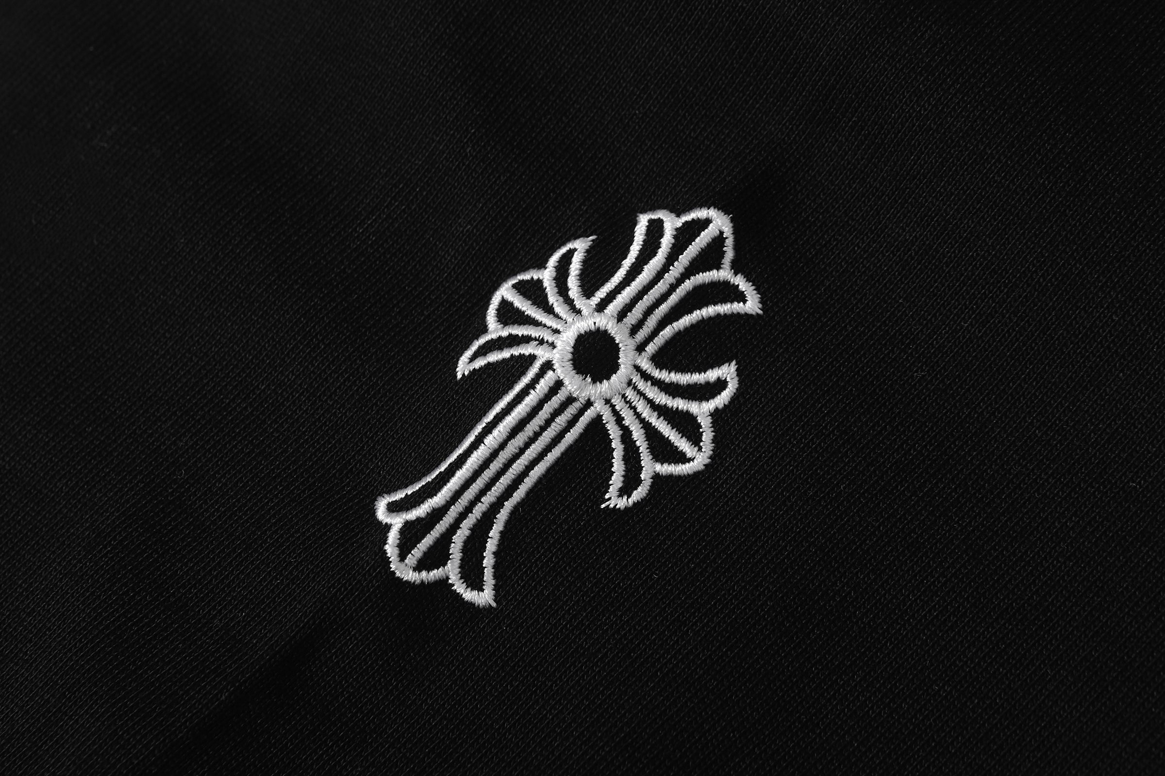 Chrome Hearts Stadium Embroidered Black T Shirt – shirt detail close-up