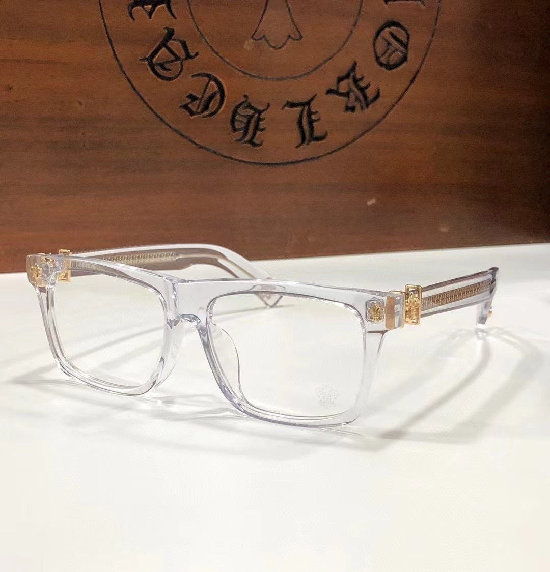 Chrome Hearts Transparent Golden Glasses – sunglasses front view