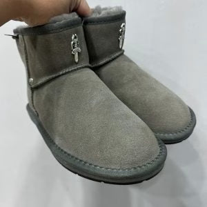 Authentic Chrome Hearts Chrome Hearts UGGS Gray Cross Boots – front view