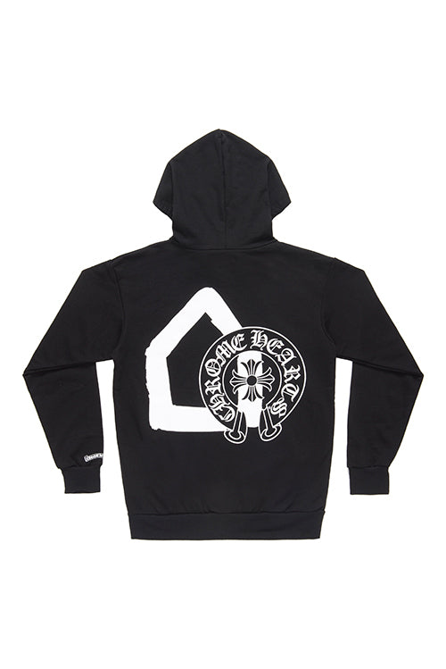 Chrome Hearts × Comme des Garcons × Dover Street Market Black Hoodie – hoodie detail close-up