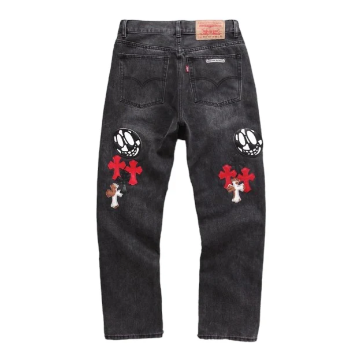 Authentic Chrome Hearts Chrome Matty Levi’s Hearts Black – front view