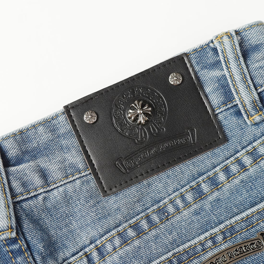 Authentic Chrome Hearts Chrome Style Levis Hearts Cyan Jeans – front view