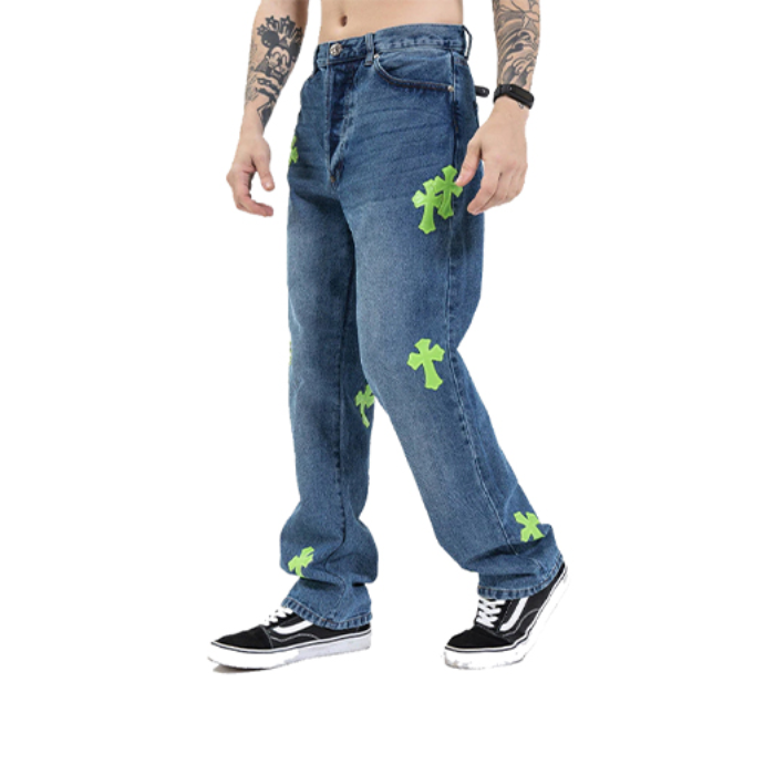 Authentic Chrome Hearts Firmranch Applique Cross Chrome Hearts Pants – front view