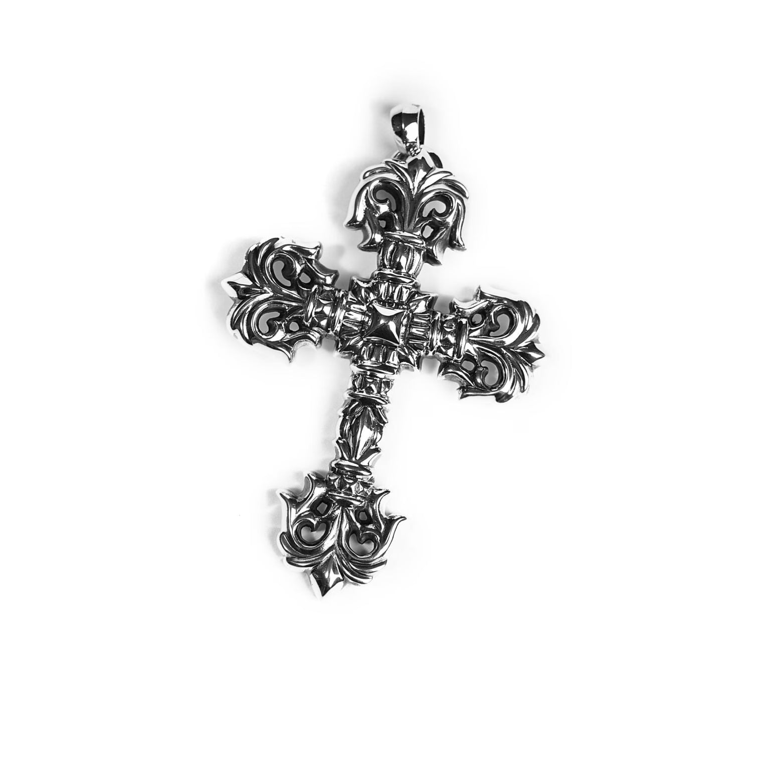 Authentic Chrome Hearts Large Filigree Cross Pendant – front view