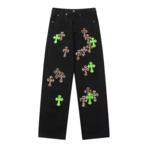 Authentic Chrome Hearts Leather Patches Jeans – front view