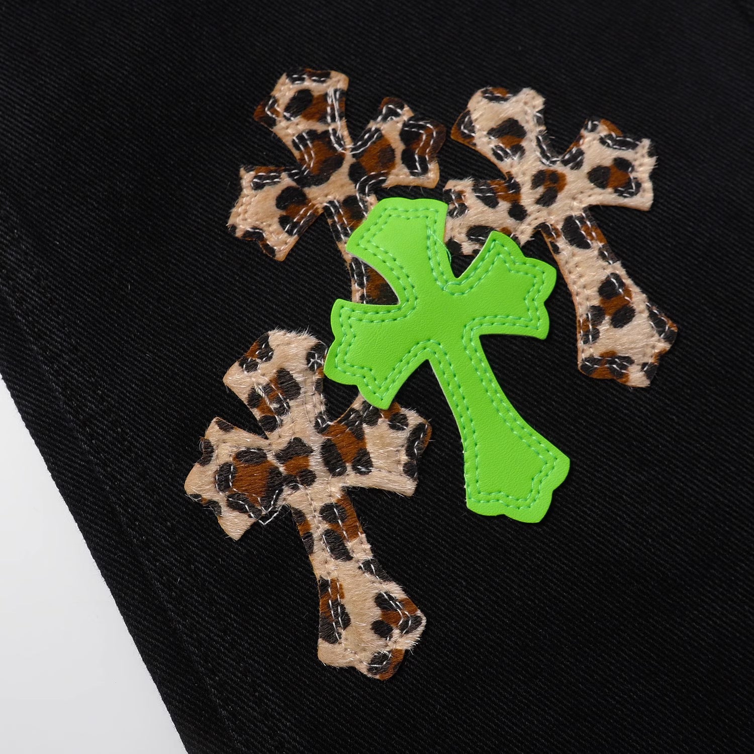 Authentic Chrome Hearts Leather Patches Jeans – front view