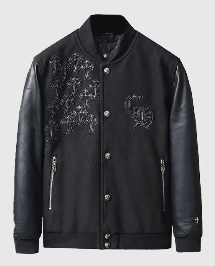 Authentic Chrome Hearts Black Chrome Heart Jacket​ – front view