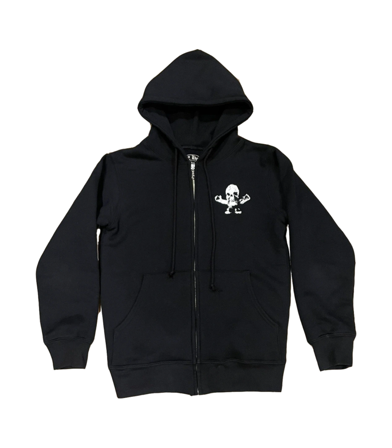 Authentic Chrome Hearts RARE CH Foti Skeleton Circle Logo Zip Up Hoodie – front view