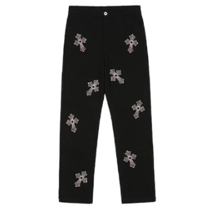 Authentic Chrome Hearts Rhinestone Cross Chrome Hearts Pants – pants front view