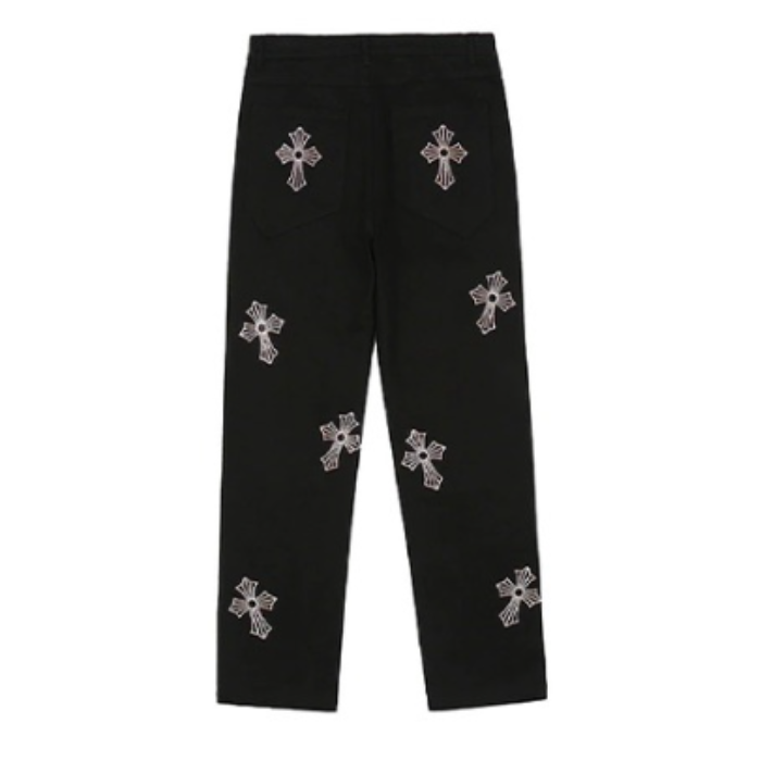 Authentic Chrome Hearts Rhinestone Cross Chrome Hearts Pants – front view