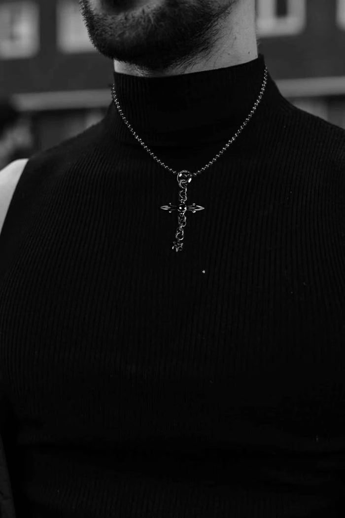 Authentic Chrome Hearts Roly Cross Pendant – front view