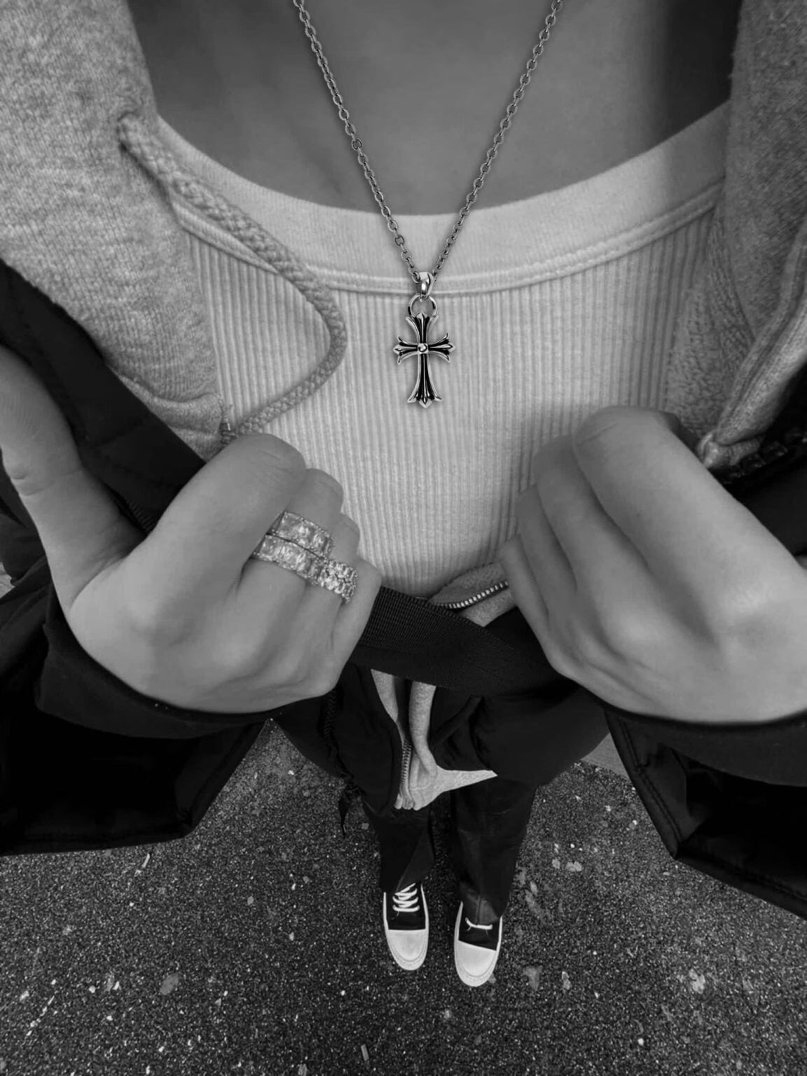 Authentic Chrome Hearts Small Cross Pendant With Bail – front view