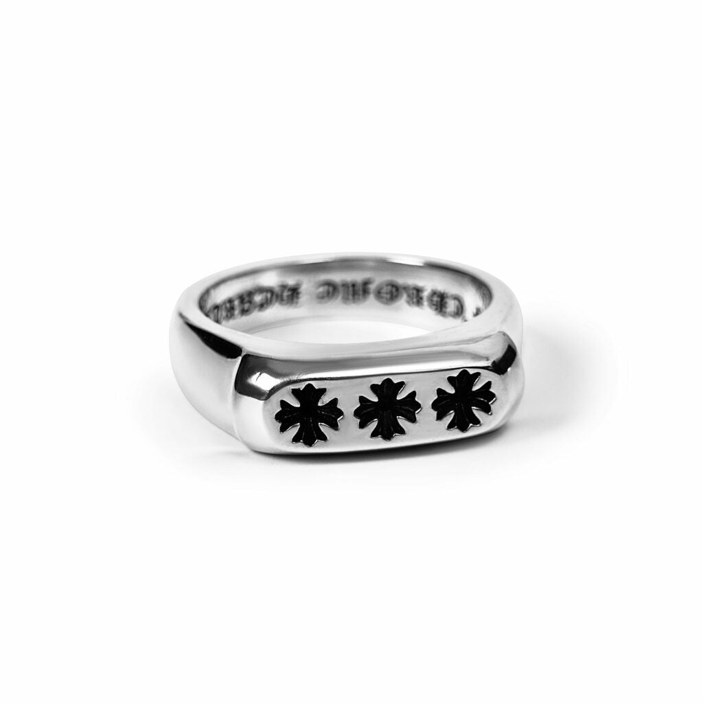 Authentic Chrome Hearts Triple CH Plus Flat Rin – ring front view